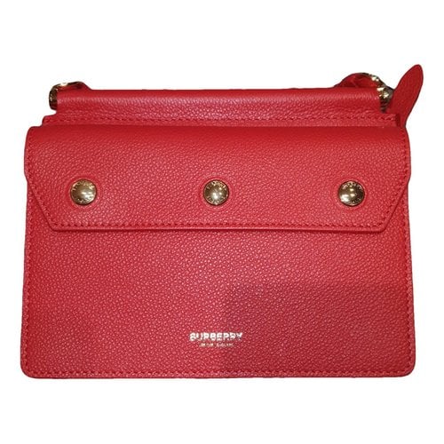 Pre-owned Burberry Note Leather Crossbody Bag In Red