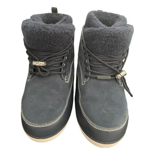 Pre-owned Kenzo Cloth Snow Boots In Navy