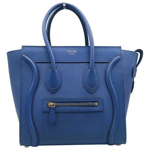 Pre-owned Celine Luggage Leather Tote In Blue
