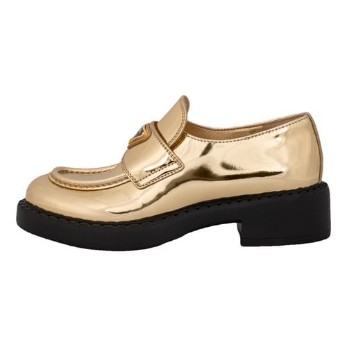Pre-owned Prada Leather Espadrilles In Gold