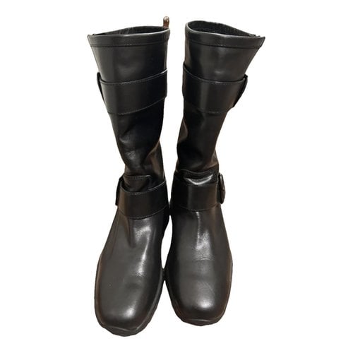 Pre-owned Hogan Leather Biker Boots In Black