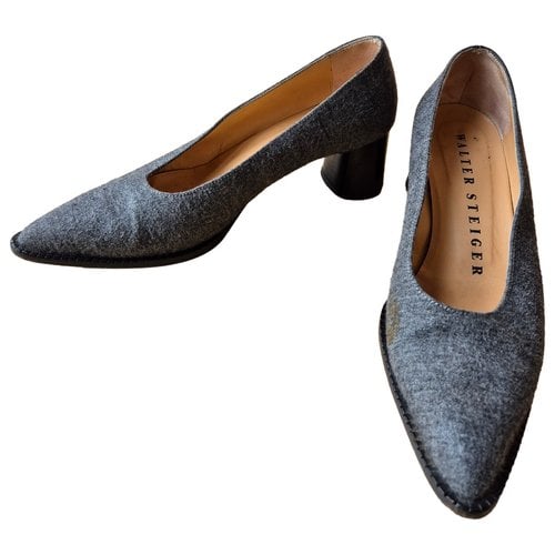 Pre-owned Walter Steiger Cloth Heels In Anthracite
