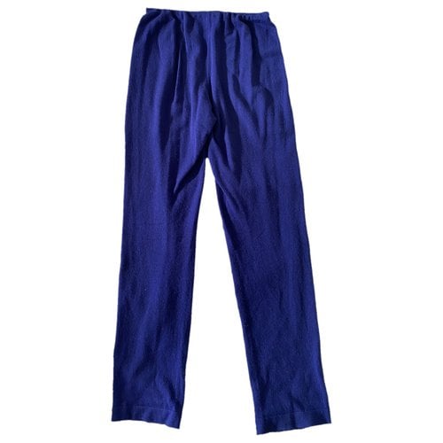 Pre-owned Chanel Cashmere Straight Pants In Blue
