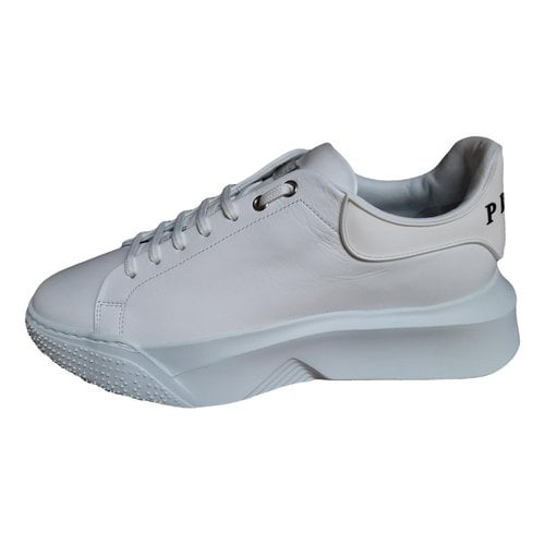 Pre-owned Philipp Plein Lo-top Leather Low Trainers In White