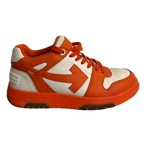 Pre-owned Off-white Leather Low Trainers In Orange