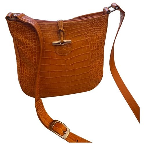 Pre-owned Longchamp Leather Crossbody Bag In Orange