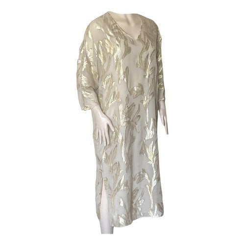 Pre-owned Marina Rinaldi Silk Mid-length Dress In Gold