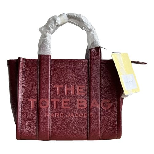 Pre-owned Marc Jacobs The Tag Tote Leather Handbag In Burgundy