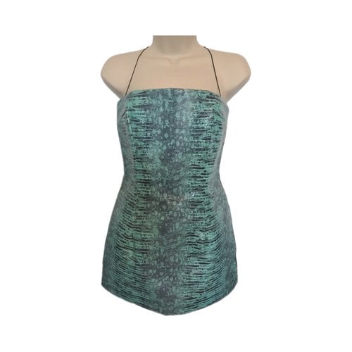 Pre-owned 16arlington Leather Mini Dress In Turquoise