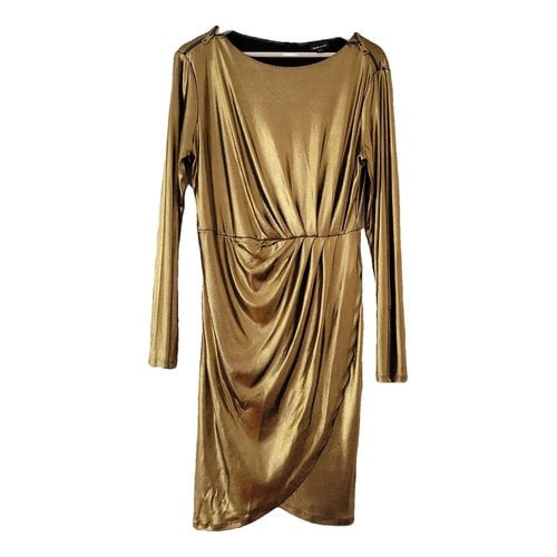 Pre-owned Just Cavalli Mini Dress In Gold