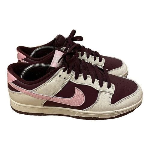 Pre-owned Nike Leather Low Trainers In Burgundy