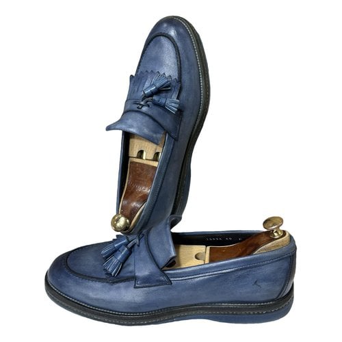 Pre-owned Santoni Leather Flats In Blue