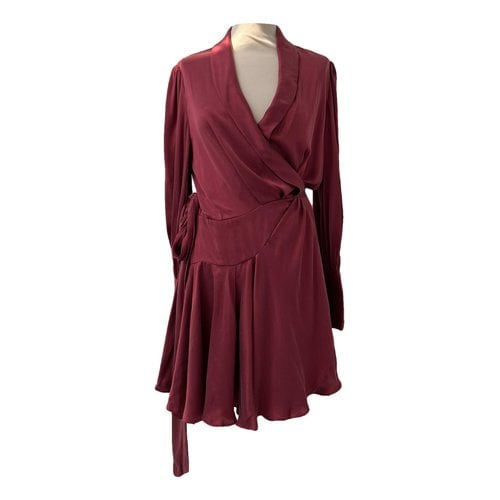 Pre-owned Zimmermann Silk Mini Dress In Burgundy