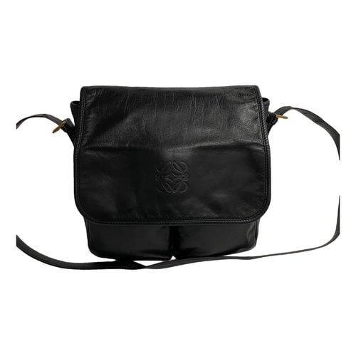 Pre-owned Loewe Leather Crossbody Bag In Black