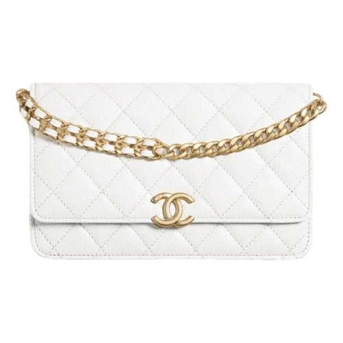 Pre-owned Chanel Trendy Cc Wallet On Chain Leather Crossbody Bag In White
