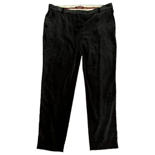 Pre-owned Max Mara Velvet Straight Pants In Black