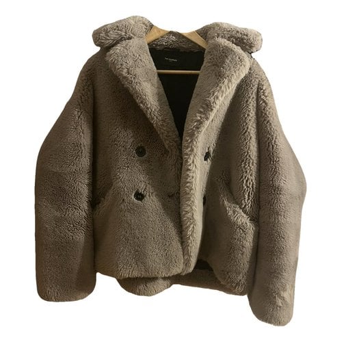 Pre-owned The Kooples Faux Fur Coat In Beige