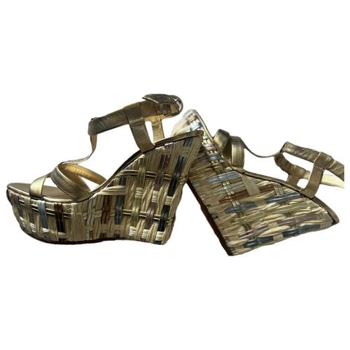 Pre-owned Casadei Leather Sandal In Gold