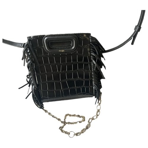 Pre-owned Maje Sac M Leather Crossbody Bag In Black