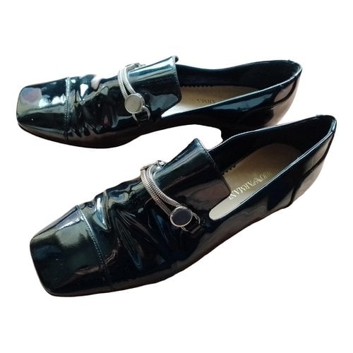 Pre-owned Emporio Armani Patent Leather Flats In Black