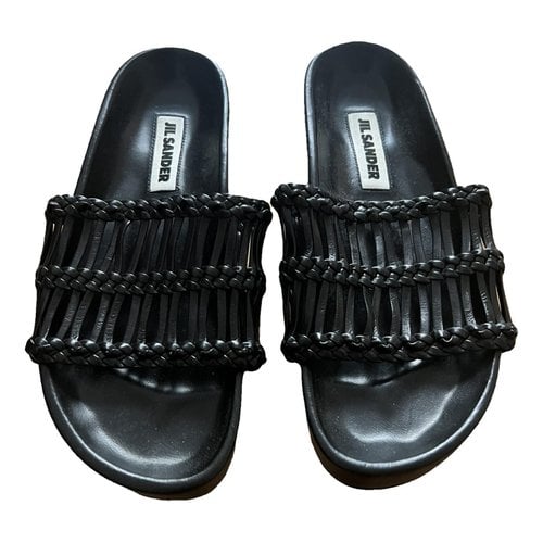 Pre-owned Jil Sander Leather Flip Flops In Black