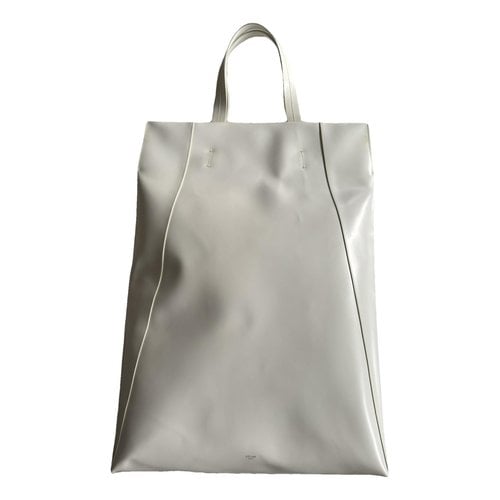 Pre-owned Celine Cabas Leather Tote In White