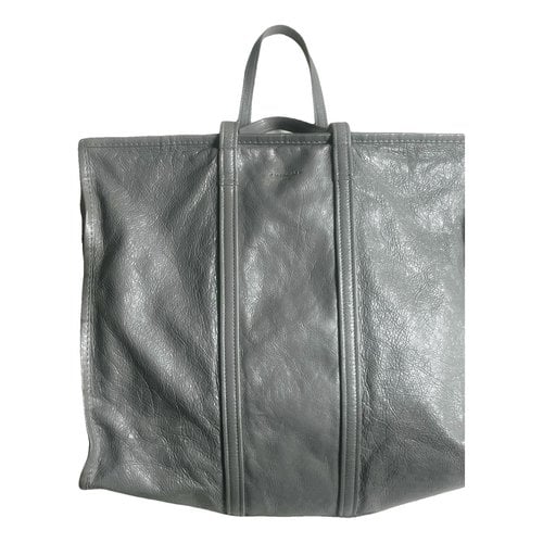 Pre-owned Balenciaga Bazar Bag Leather Tote In Grey
