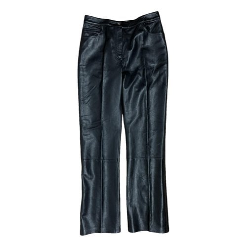 Pre-owned Mugler Leather Straight Pants In Black