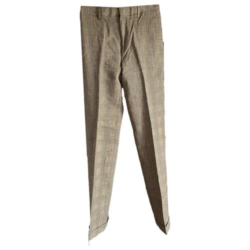 Pre-owned Celine Wool Straight Pants In Brown