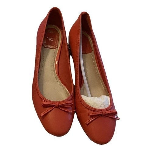Pre-owned Dior Leather Ballet Flats In Pink