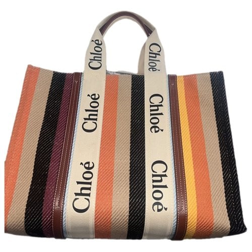 Pre-owned Chloé Woody Wool Tote In Multicolour