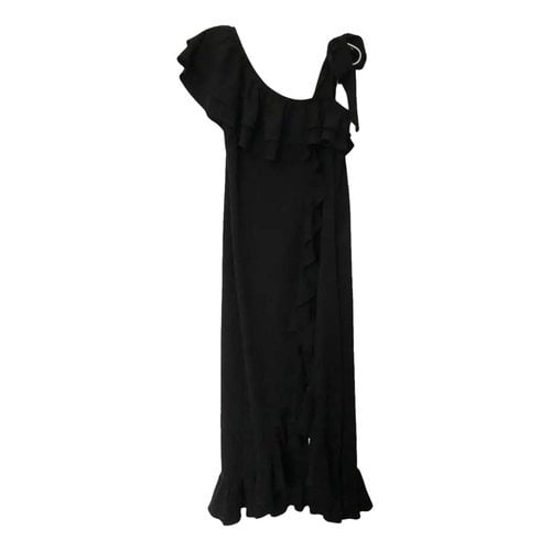 Pre-owned Ganni Maxi Dress In Black