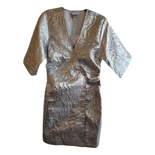 Pre-owned Ganni Mid-length Dress In Metallic