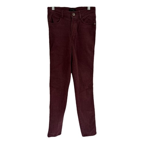 Pre-owned Massimo Dutti Straight Jeans In Burgundy