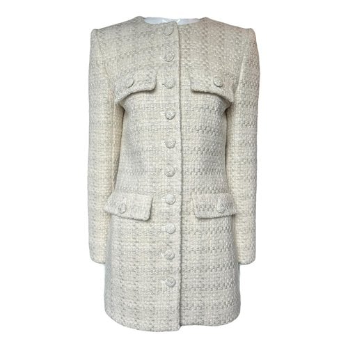 Pre-owned Saint Laurent Wool Coat In White