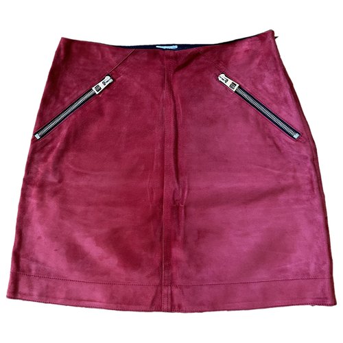 Pre-owned Loewe Leather Mini Skirt In Red