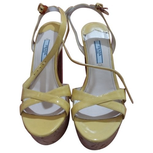 Pre-owned Prada Patent Leather Heels In Yellow