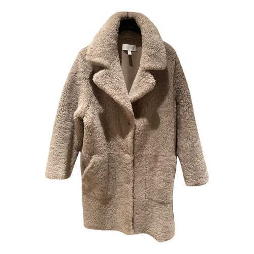 Pre-owned The White Company Shearling Coat In Beige