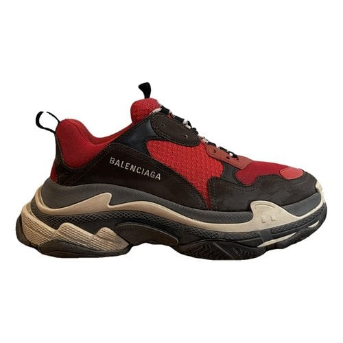 Pre-owned Balenciaga Triple S Cloth Low Trainers In Red