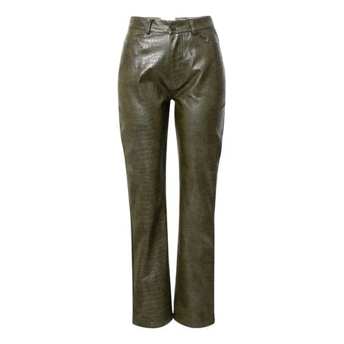 Pre-owned Hosbjerg Vegan Leather Trousers In Green