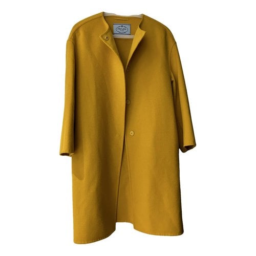 Pre-owned Prada Cashmere Coat In Yellow