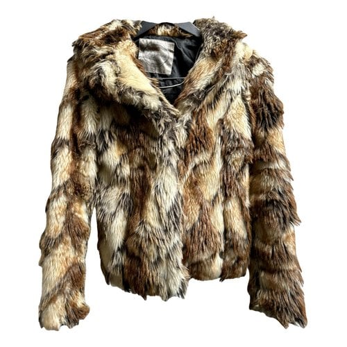 Pre-owned Pepe Jeans Faux Fur Short Vest In Brown
