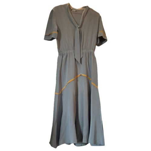 Pre-owned Balenciaga Silk Mid-length Dress In Grey