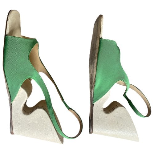 Pre-owned By Far Cloth Heels In Green