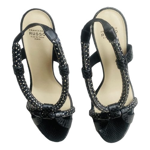 Pre-owned Francesco Russo Leather Sandal In Black