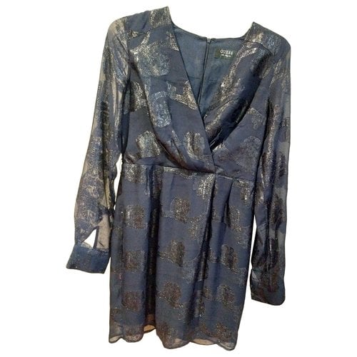 Pre-owned Guess Lace Mid-length Dress In Blue