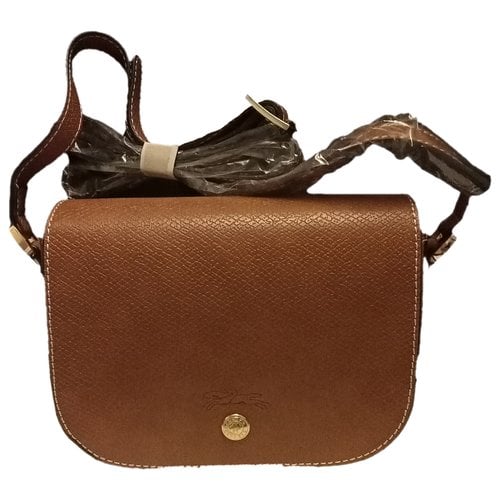 Pre-owned Longchamp Pliage Leather Crossbody Bag In Brown