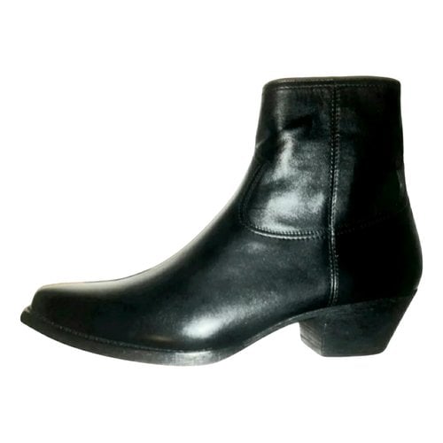 Pre-owned Saint Laurent Lukas Leather Boots In Black