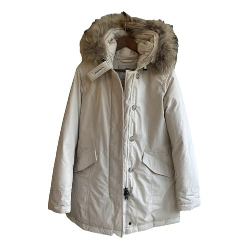 Pre-owned Woolrich Raccoon Parka In White