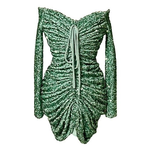 Pre-owned Richard Quinn Glitter Mini Dress In Green
